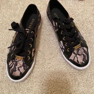 Guess rose gold and lace sneakers